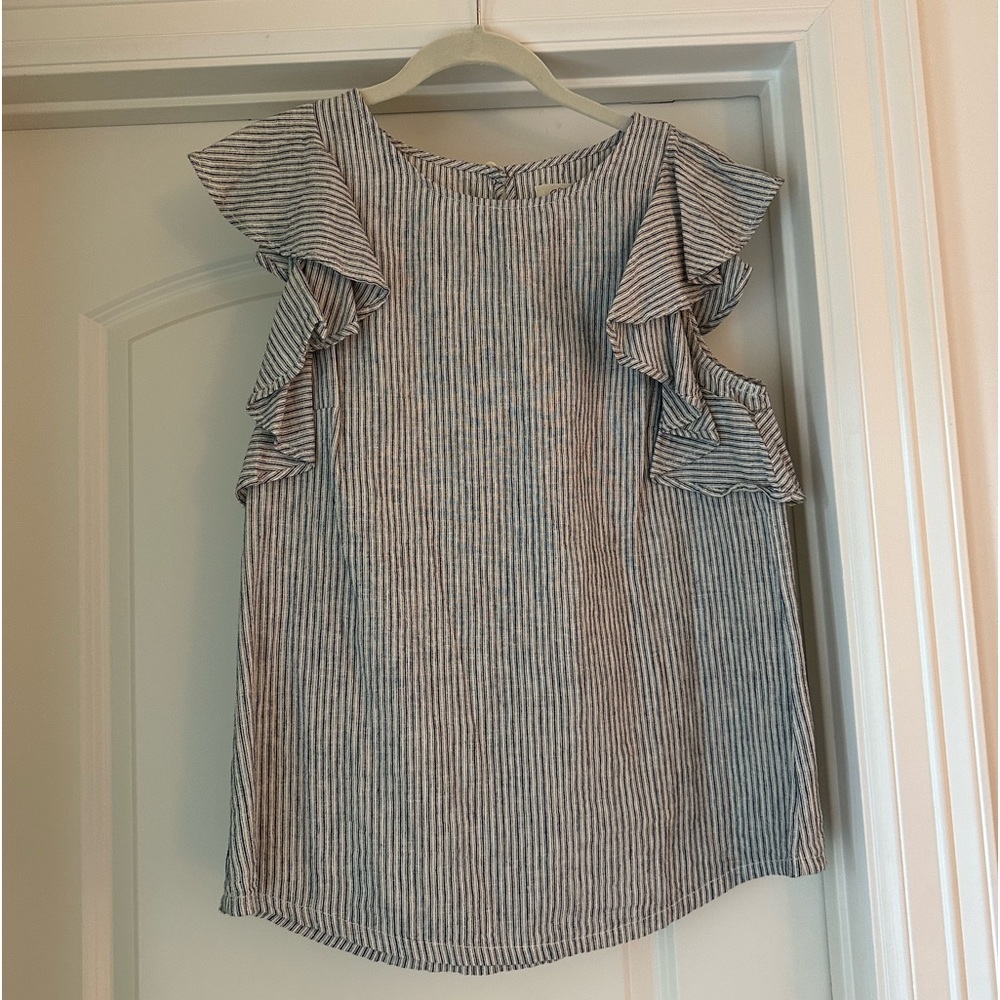 JCrew. Striped Ruffle Top